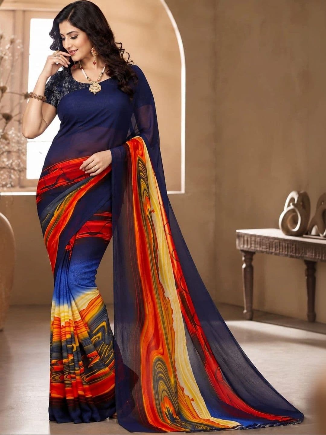 Leelavati Pure Georgette Saree - view 1
