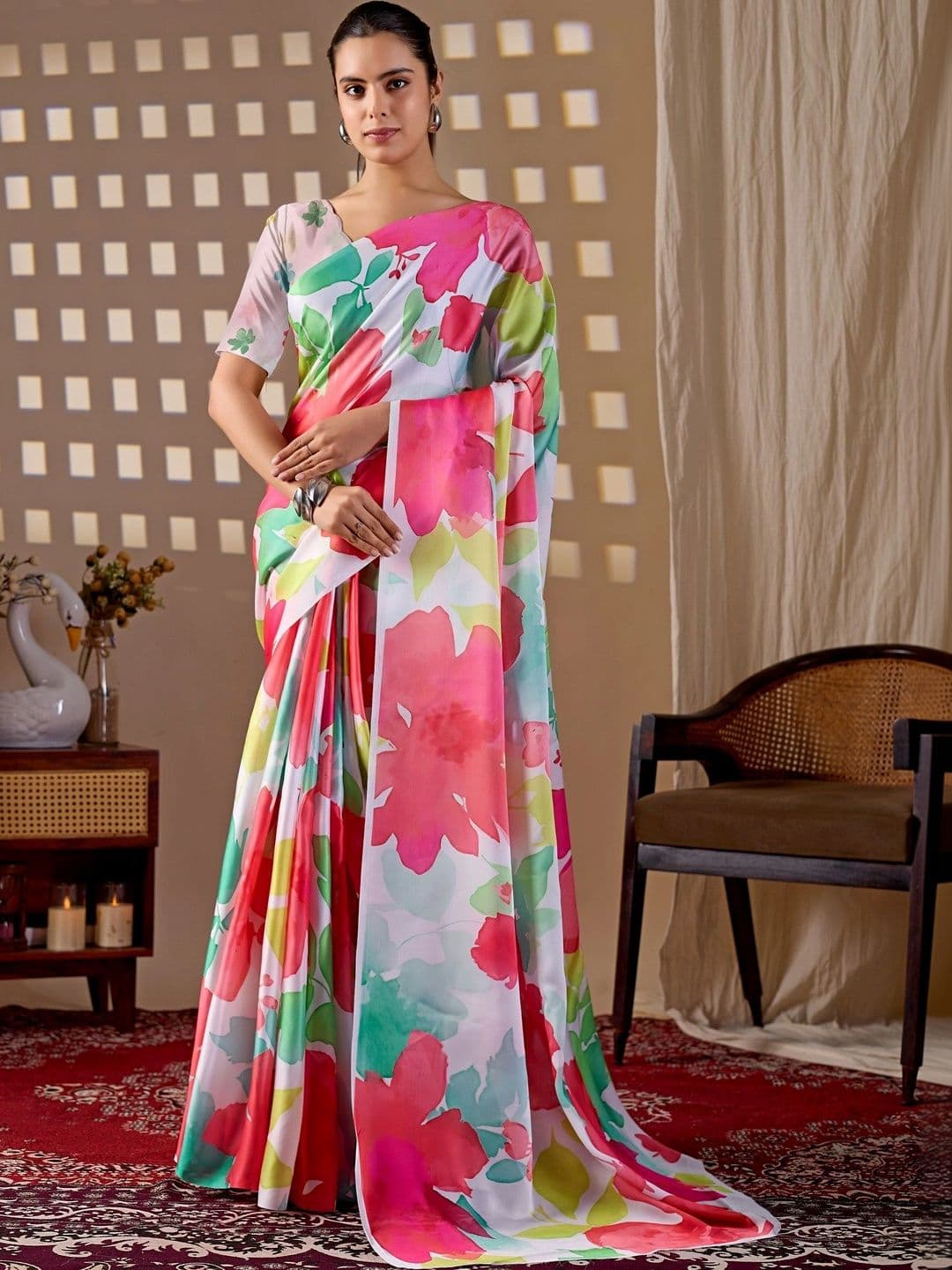 CHERIEE FASHION Floral Pure Georgette Designer Saree - view 1
