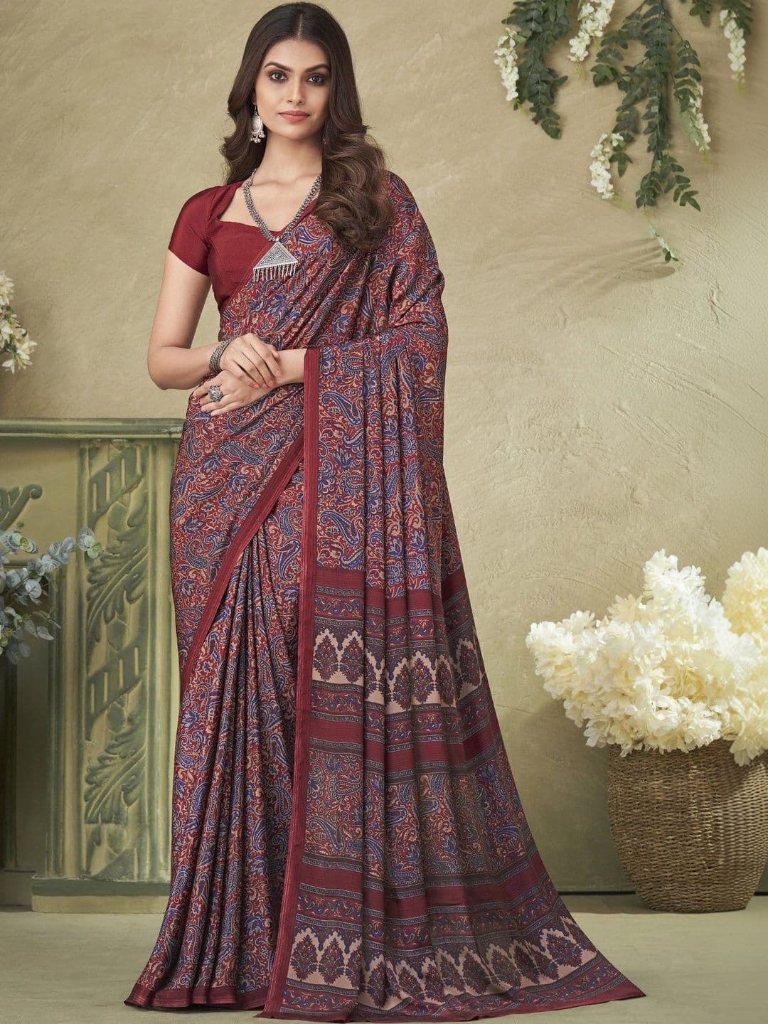 all about you Floral Pure Crepe Saree - view 1
