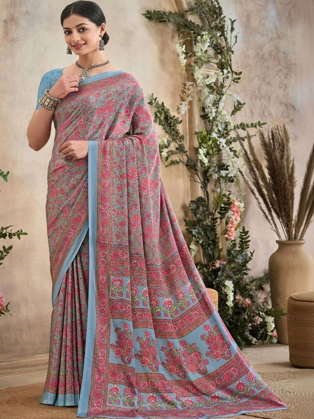 Nirmohi Fashion Floral Pure Crepe Saree - view 1