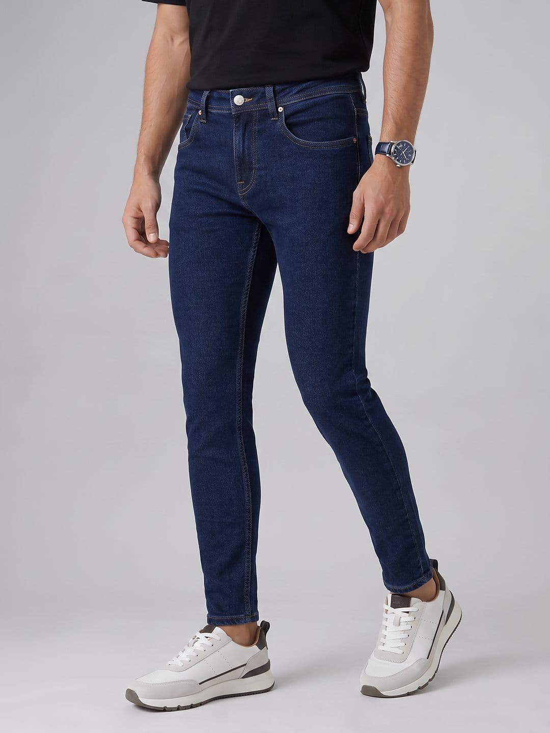 SPYKAR Men Tapered Fit Slim Fit Dark Blue Jeans - view 1