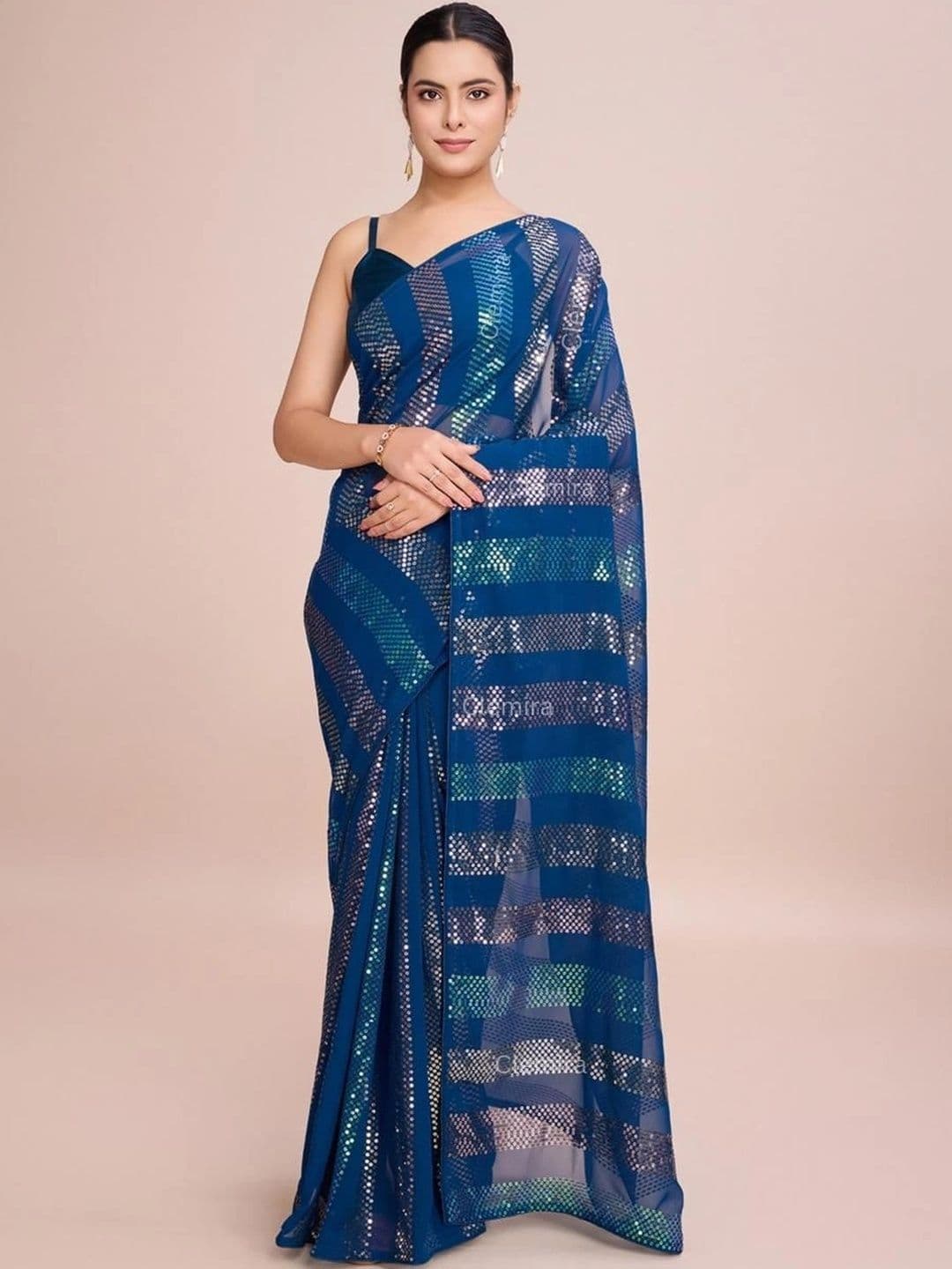 all about you Embellished Sequinned Poly Georgette Designer Saree - view 1