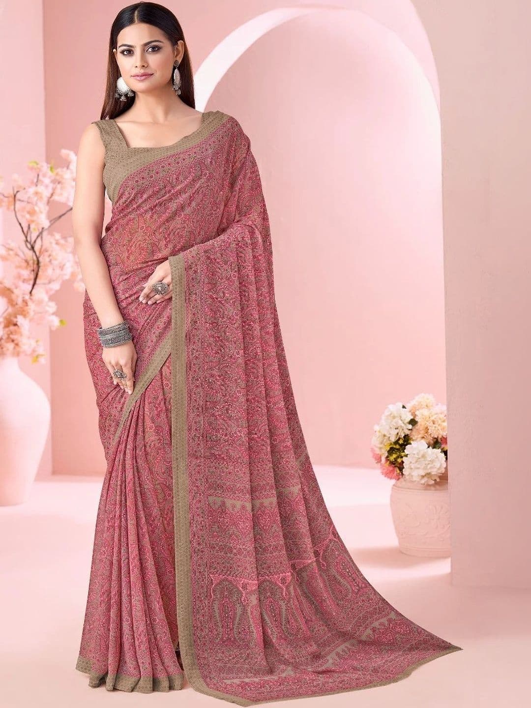 Nirmohi Fashion Paisley Pure Georgette Saree - view 1