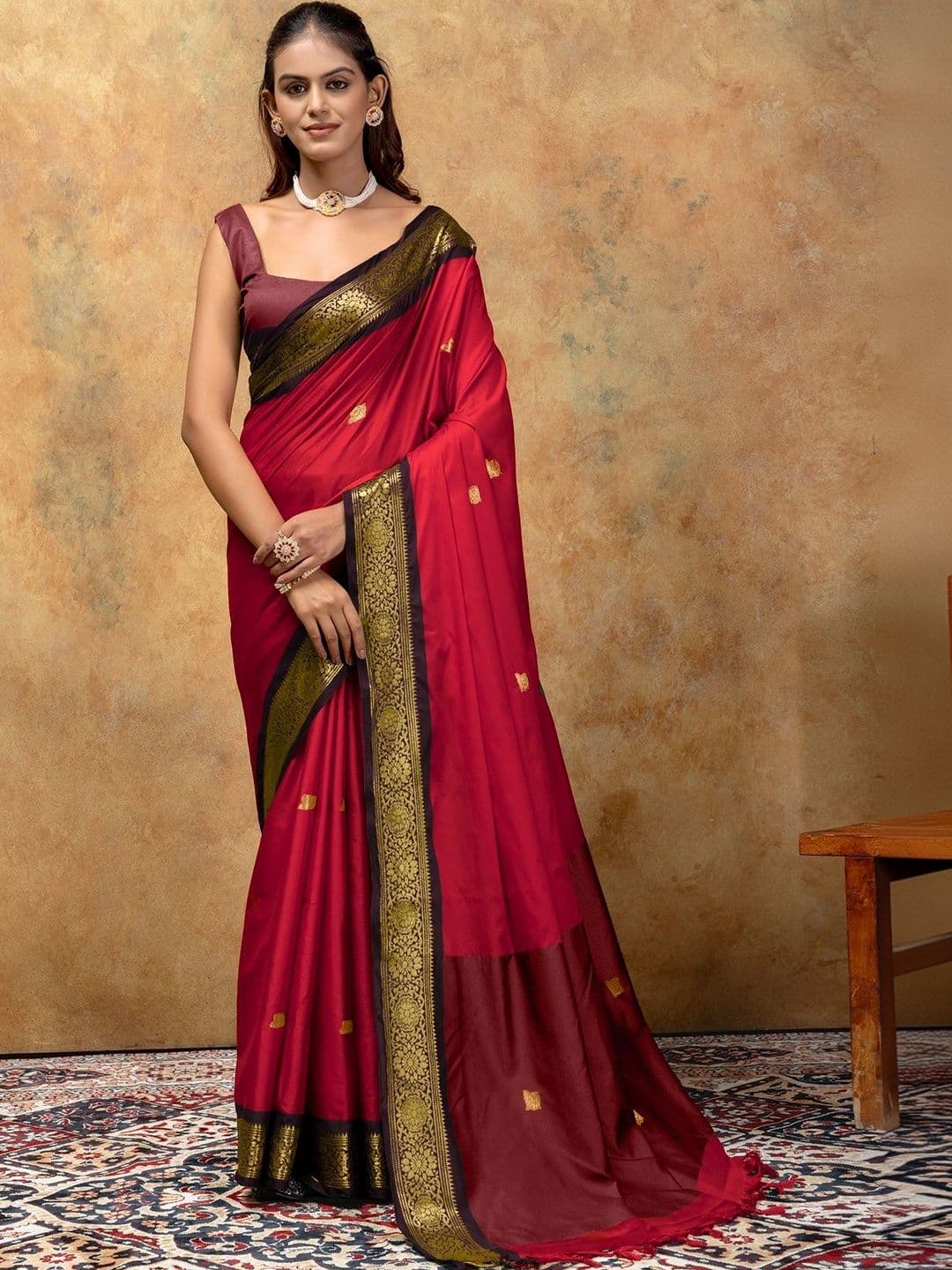 UMANTA Ethnic Motifs Zari Silk Cotton Designer Paithani Saree - view 1