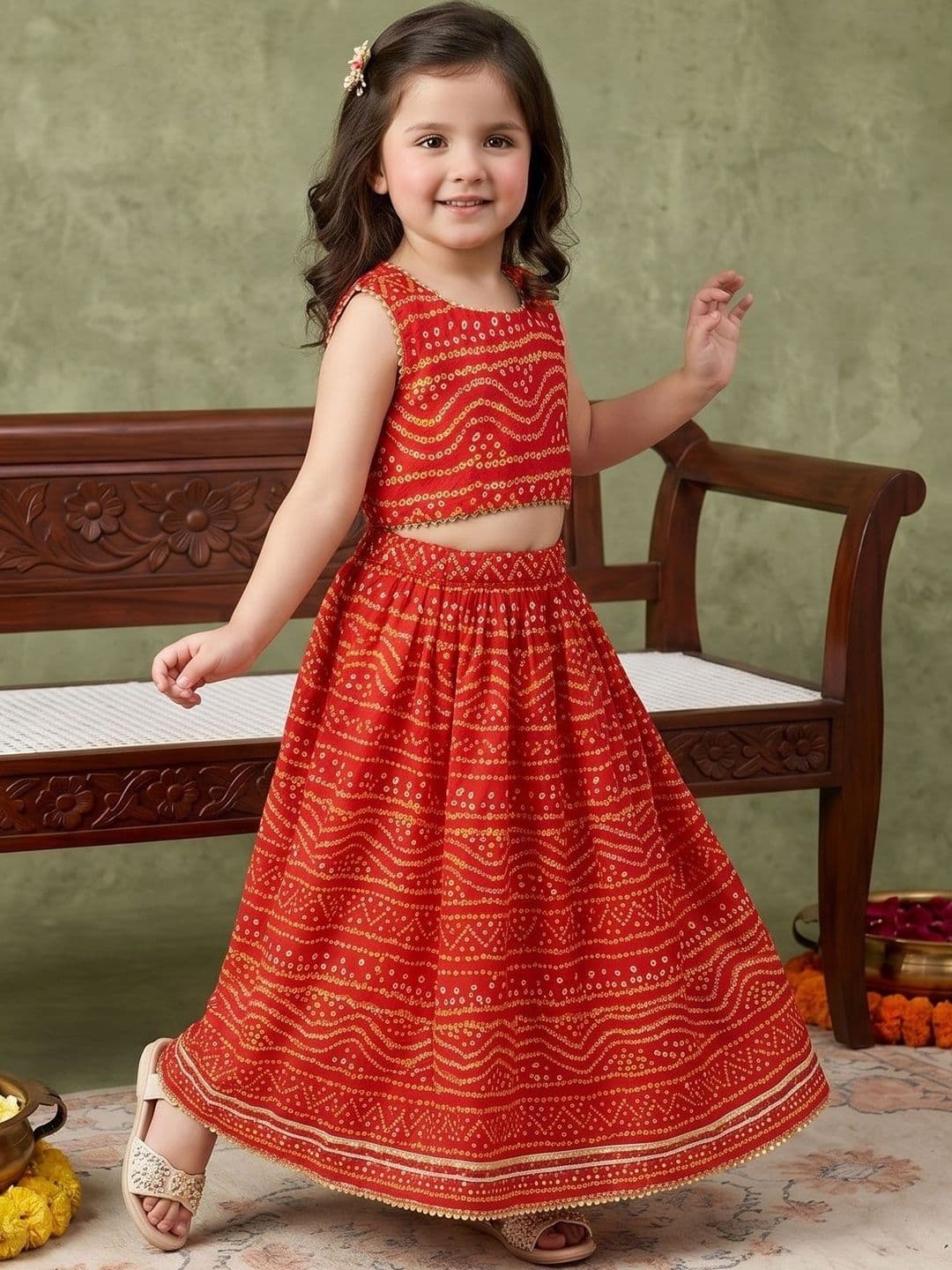 Sangria Girls Printed Ready to Wear Lehenga & - view 1