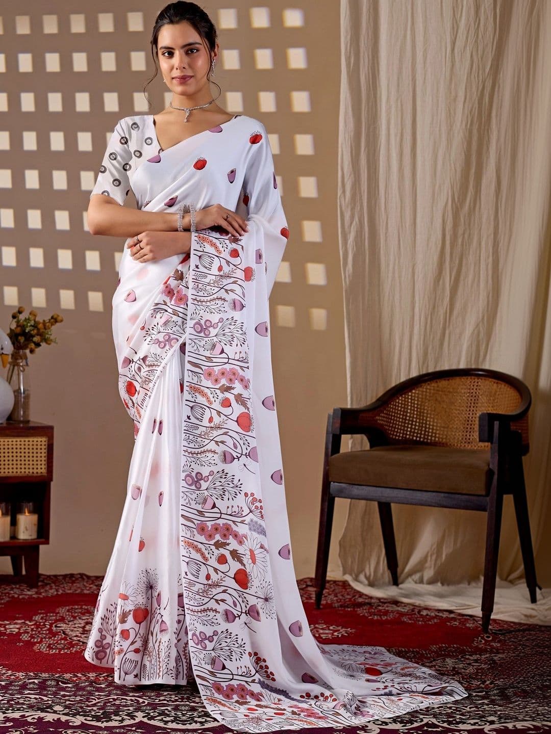 CHERIEE FASHION Floral Pure Georgette Designer Saree - view 1