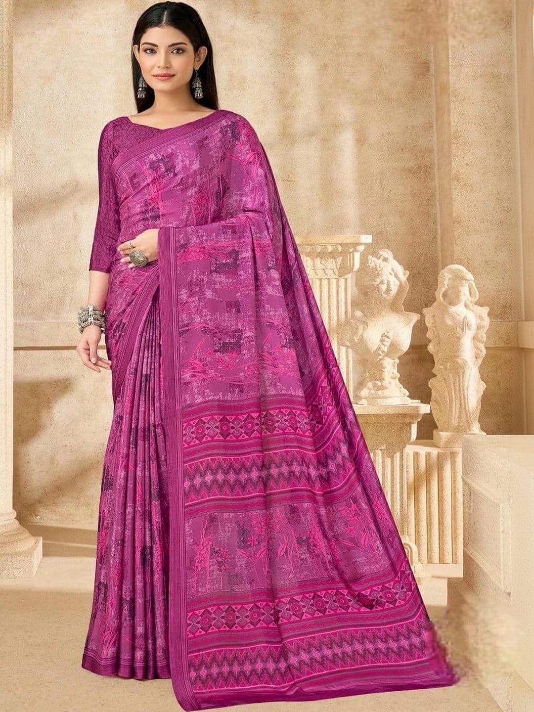 The Textile Hub Pure Crepe Saree - view 1