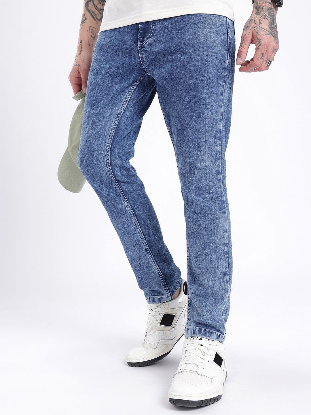 glitchez Men Skinny Fit Light Faded Printed Stretchable Jeans - view 1