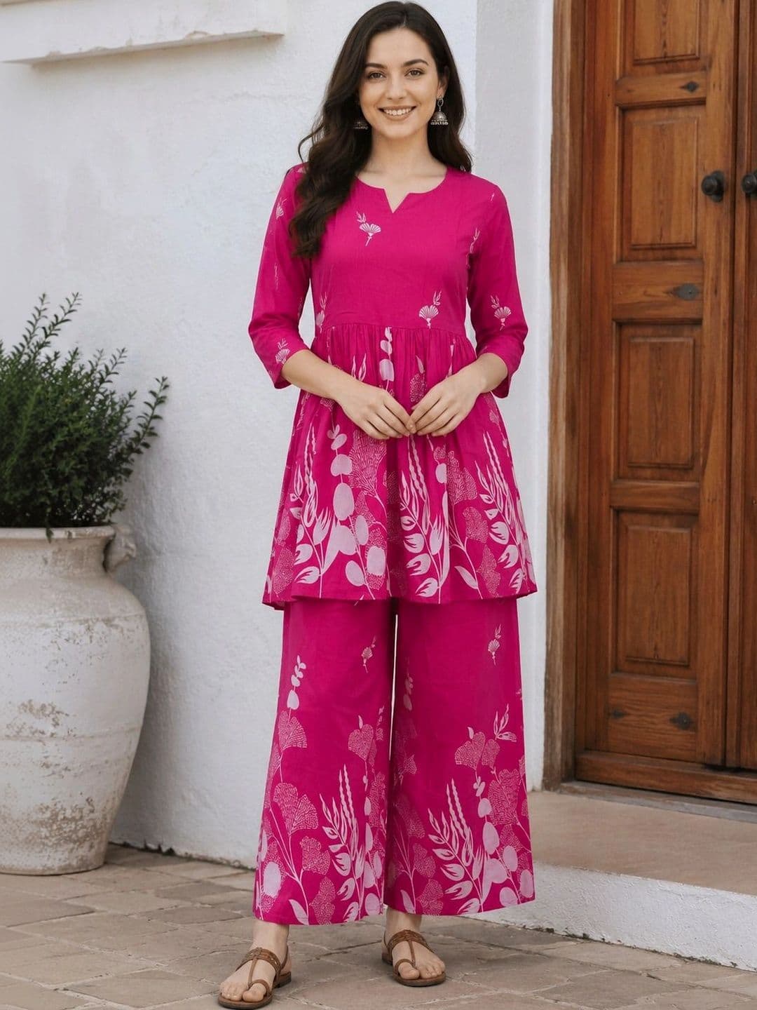 DSK STUDIO Floral Printed Tunic with Palazzos - view 1