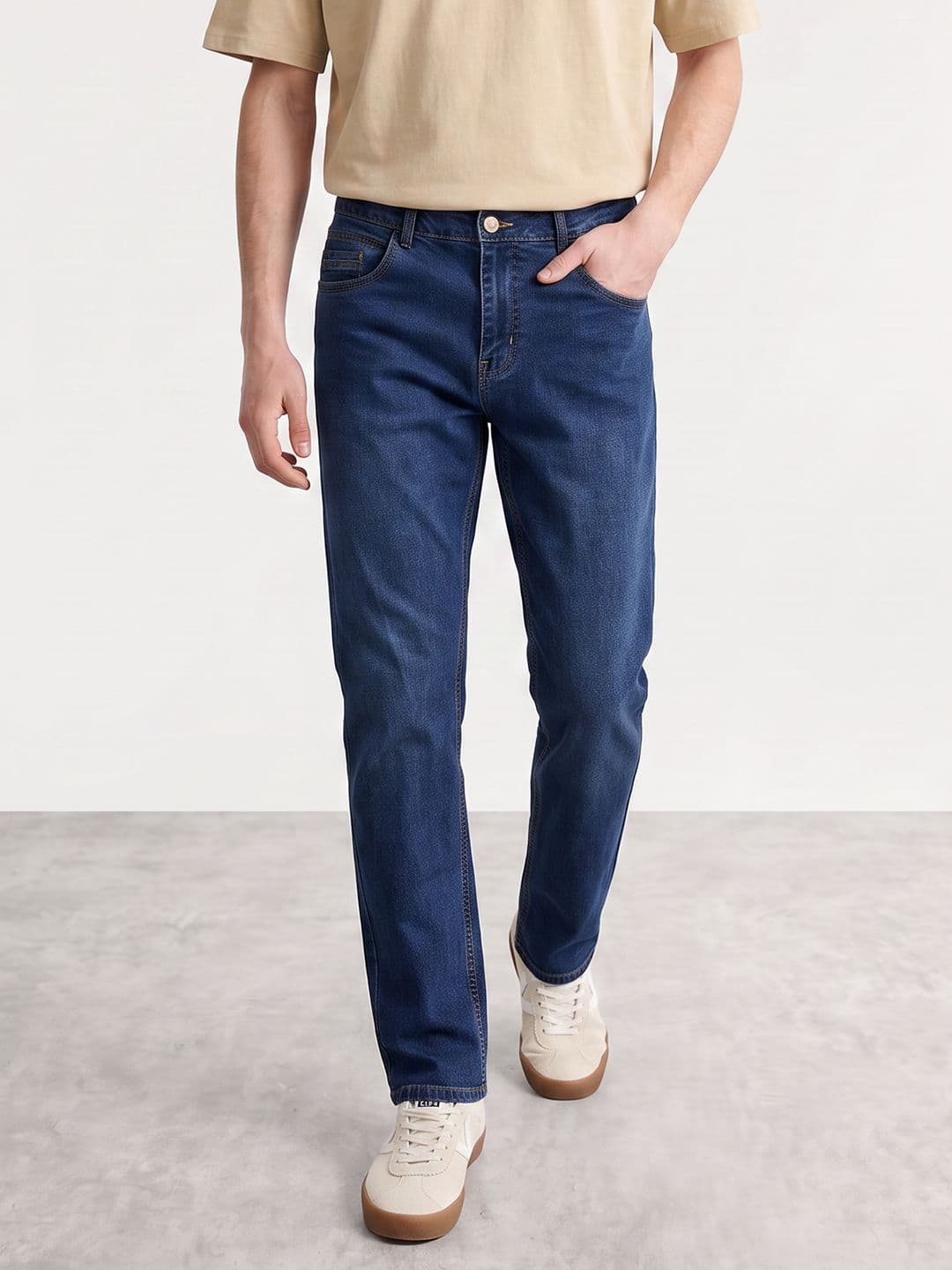 Mast & Harbour Men Straight Fit High-Rise Stretchable Jeans - view 1