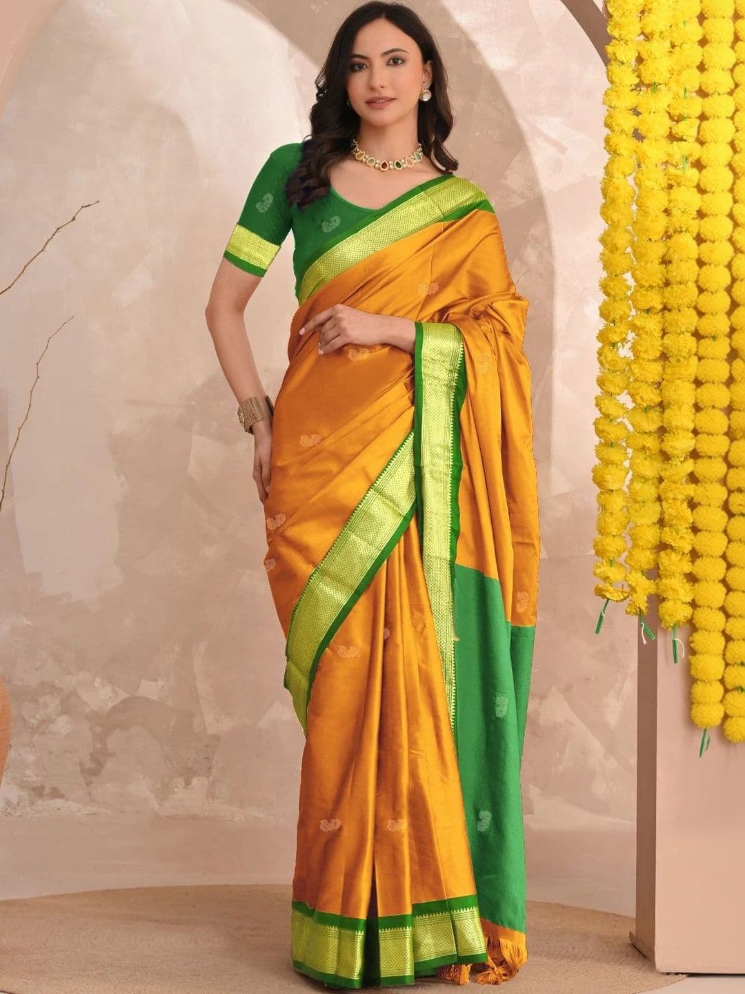 UMANTA Woven Design Zari Silk Cotton Designer Paithani Saree - view 1