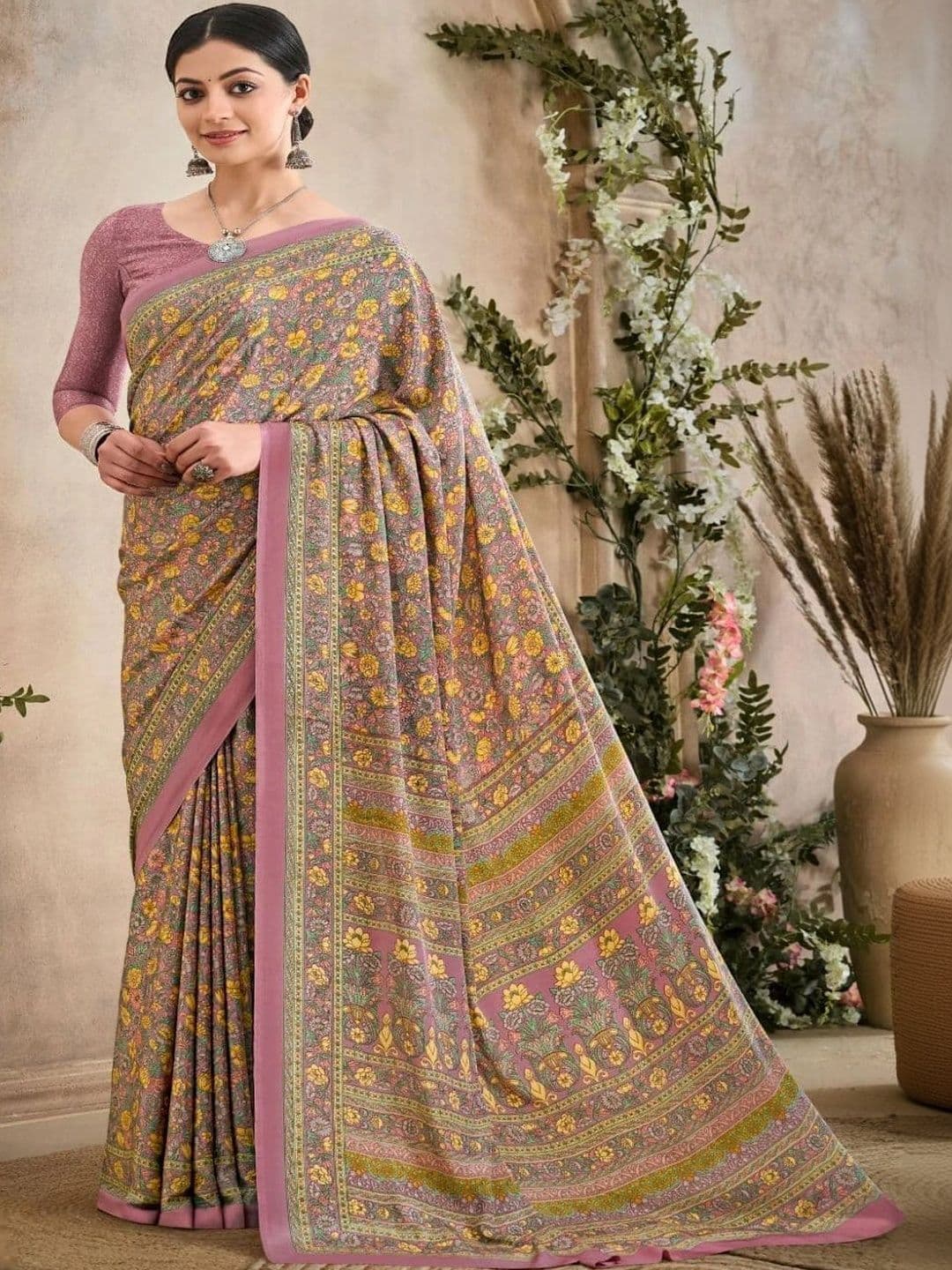 all about you Floral Pure Crepe Saree - view 1