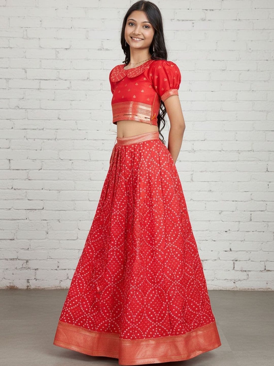 Sangria Girls Ready To Wear Silk Lehenga & Choli - view 1