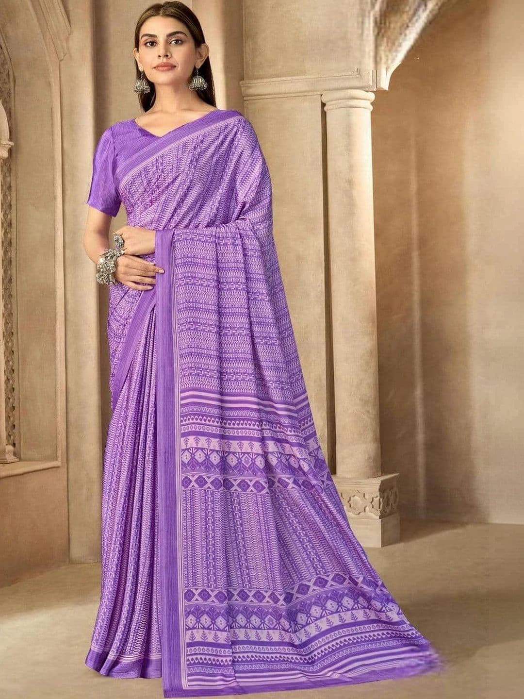 Nirmohi Fashion Floral Pure Crepe Saree - view 1