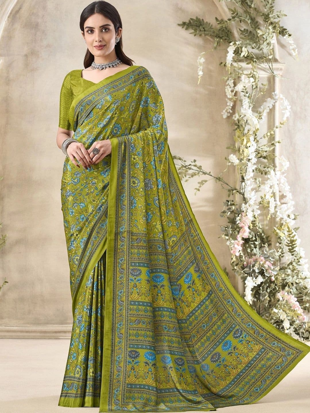 Nirmohi Fashion Paisley Pure Crepe Saree - view 1