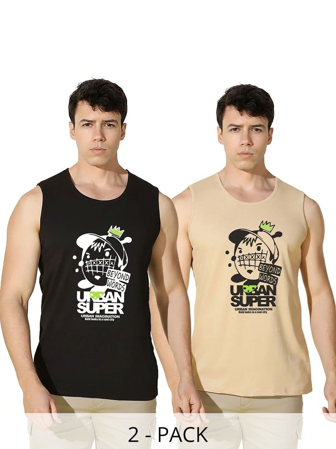 SLOWLORIS Men Pack of 2 Printed T-shirt - view 1