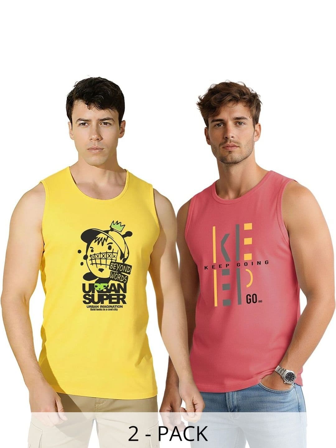 TEEFOX Men Pack of 2 Printed Cotton Innerwear Vests - view 1