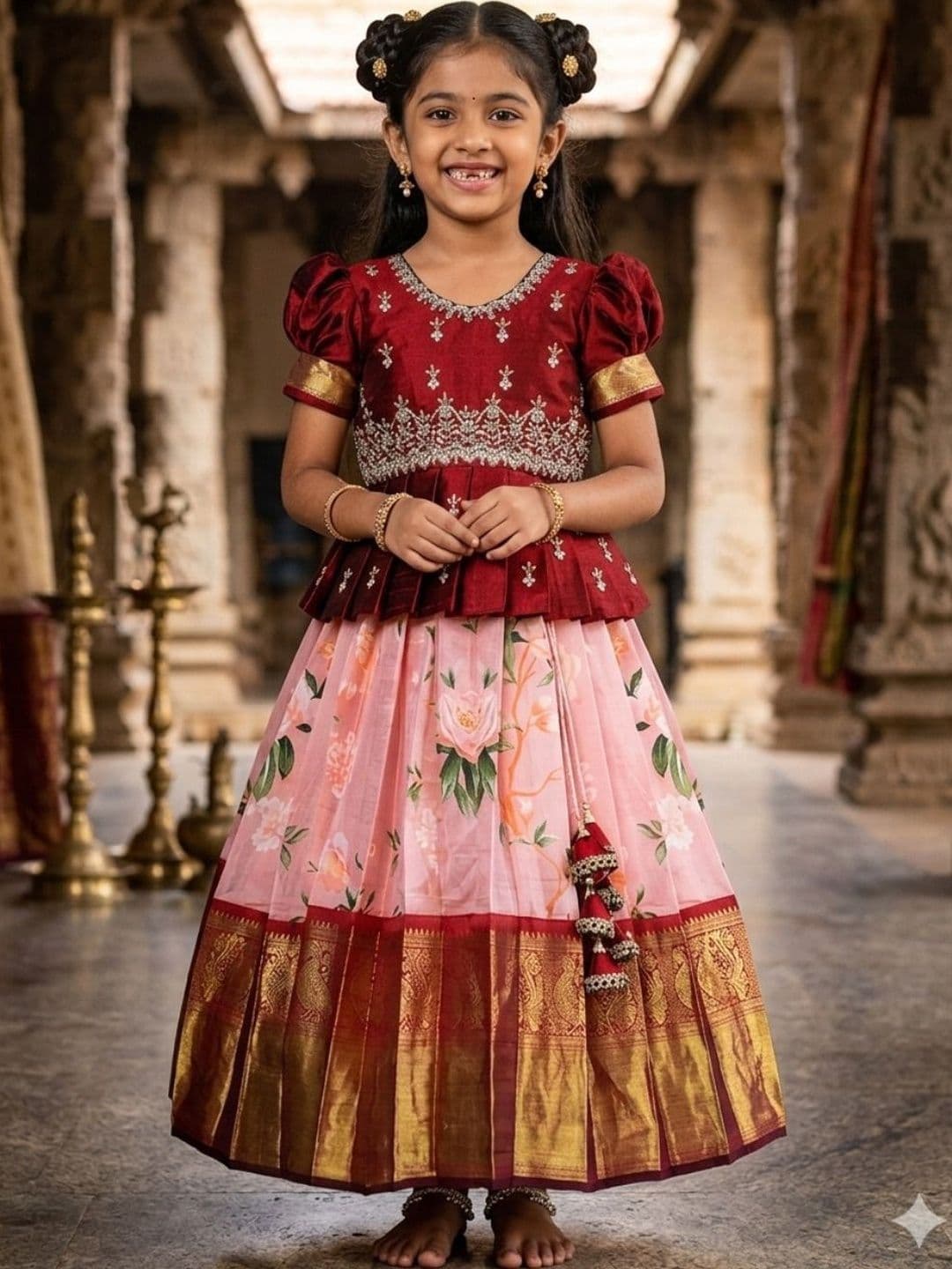 KALINI Girls Embroidered Ready to Wear Lehenga & - view 1