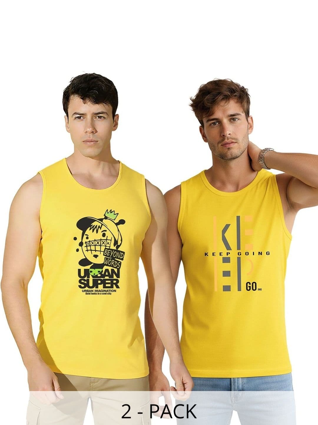 TEEFOX Men Pack of 2 Printed Cotton Tank - view 1