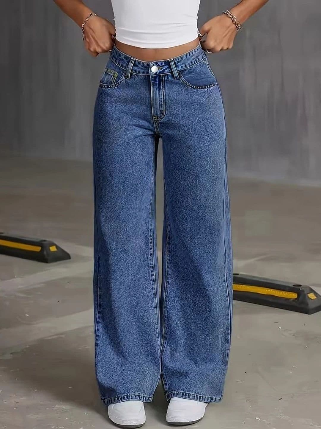 Mast & Harbour Women Comfort Wide Leg High-Rise Light Fade Stretchable Jeans - view 1