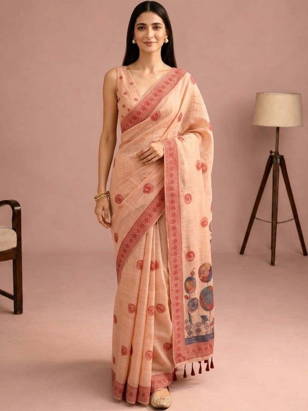 AANVI Women Floral Printed Handloom Saree - view 1