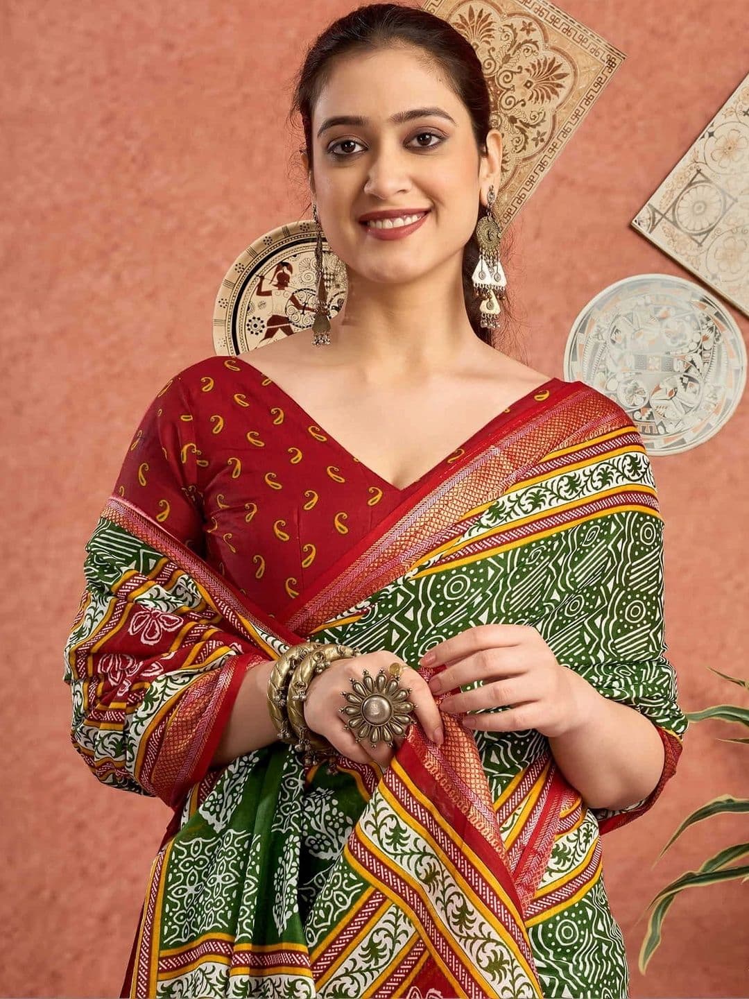 RJ CREATION Ethnic Motifs Zari Pure Cotton Saree - view 1