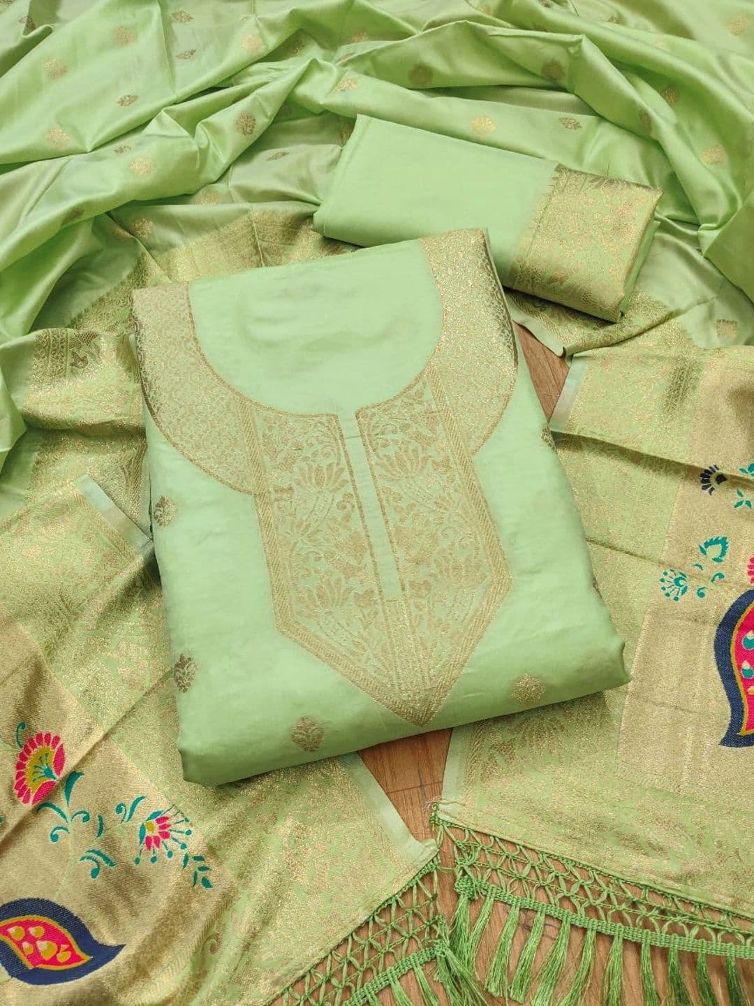 Mitera Pure Silk Unstitched Dress Material - view 1