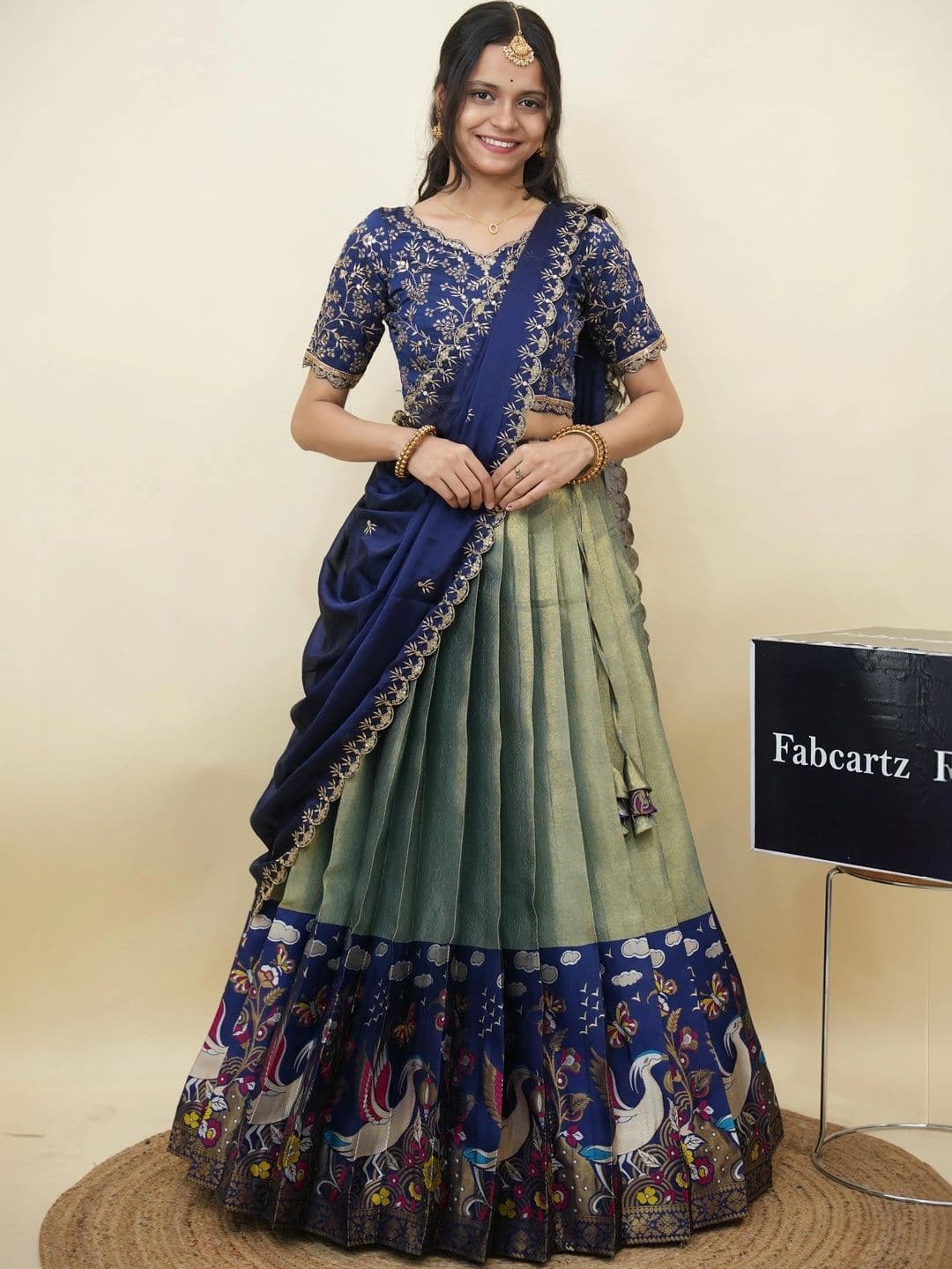 Fabcartz Embroidered Semi-Stitched Lehenga & Unstitched Blouse With Dupatta - view 1