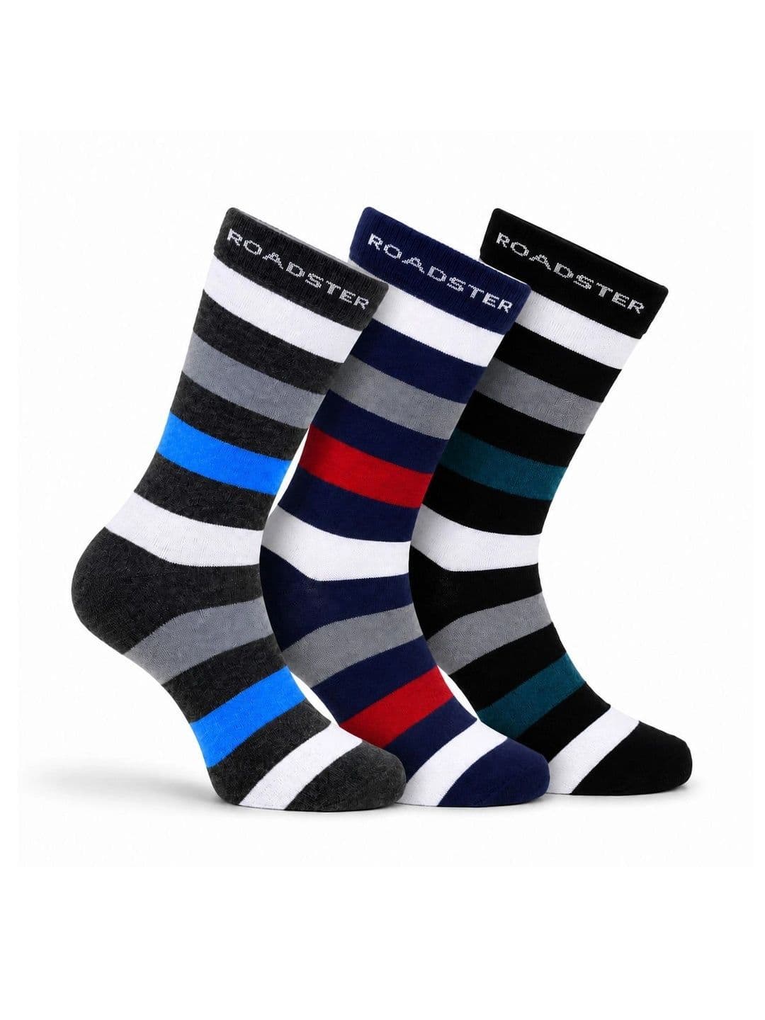 The Roadster Lifestyle Co. Men Pack of 3 Cotton Striped Above Ankle Socks - view 1