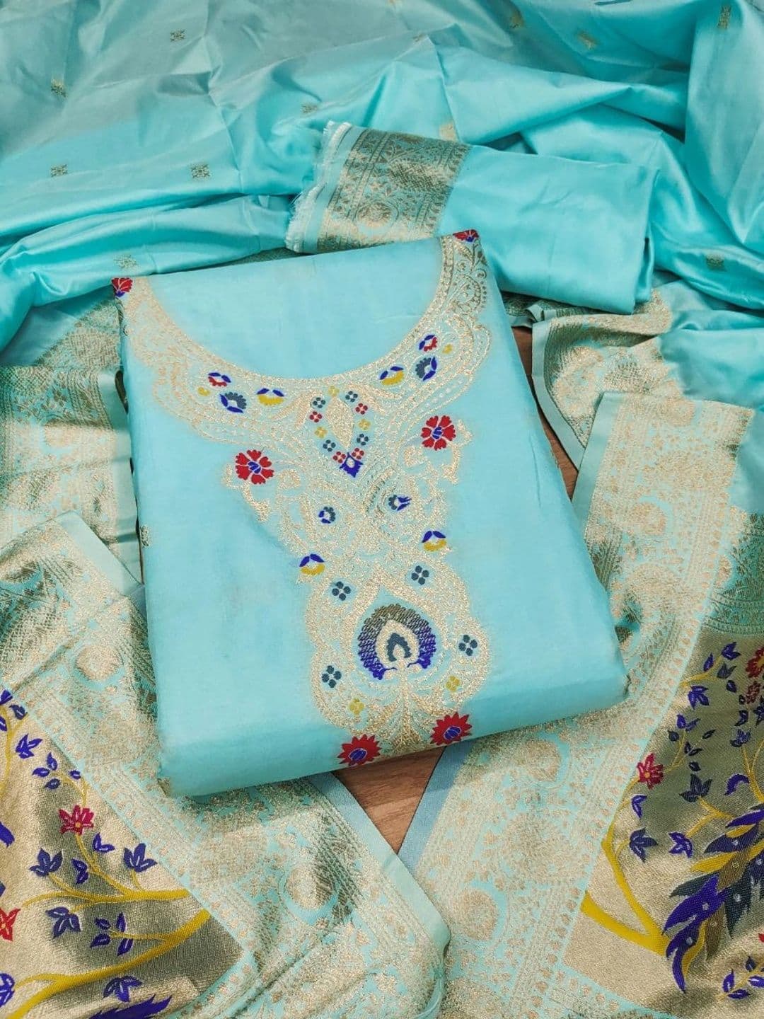 Mitera Pure Silk Unstitched Dress Material - view 1