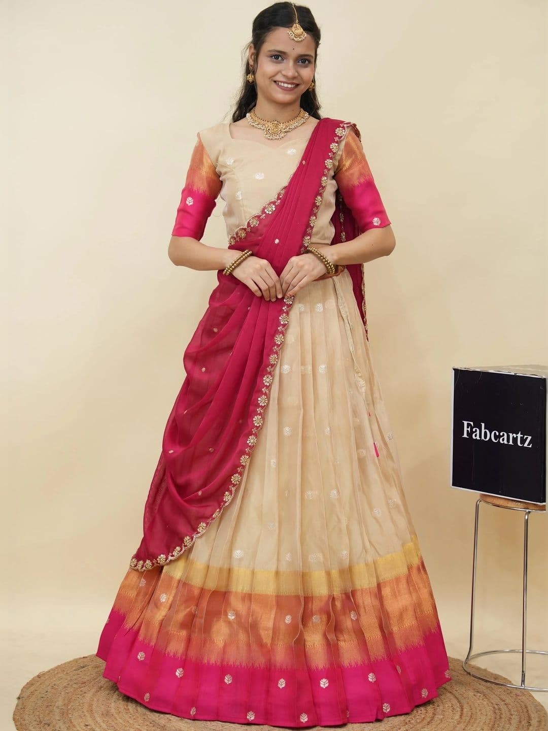 Fabcartz Semi-Stitched Lehenga & Unstitched Blouse With Dupatta - view 1