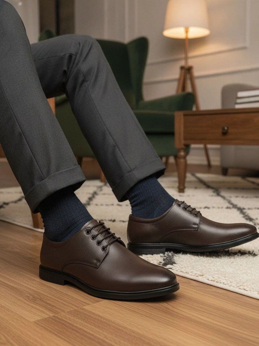 Zuliva Men Textured Round Toe Lace-Ups Derbys Formal Shoes - view 1