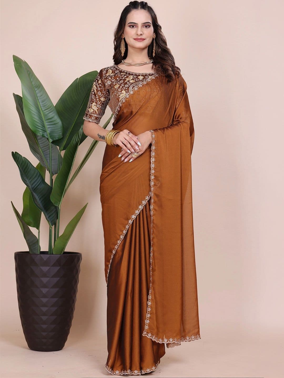 Mitera Embroidered Poly Georgette Designer Saree - view 1
