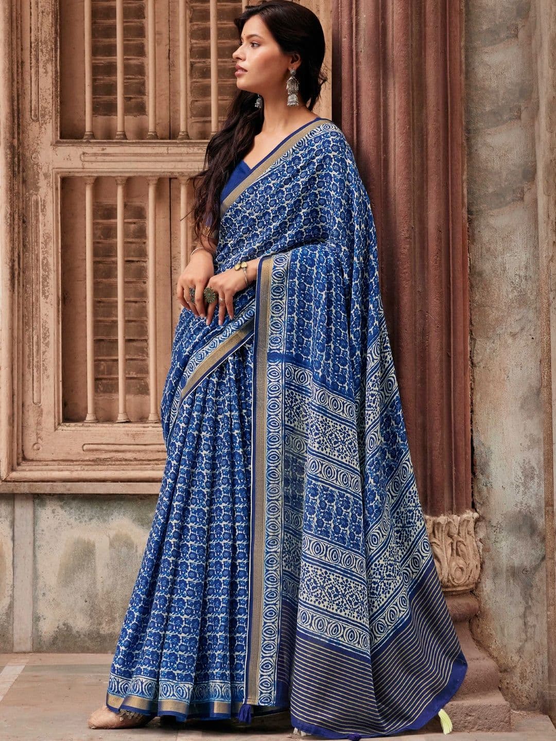 TIRA Silk Cotton Fusion Saree - view 1