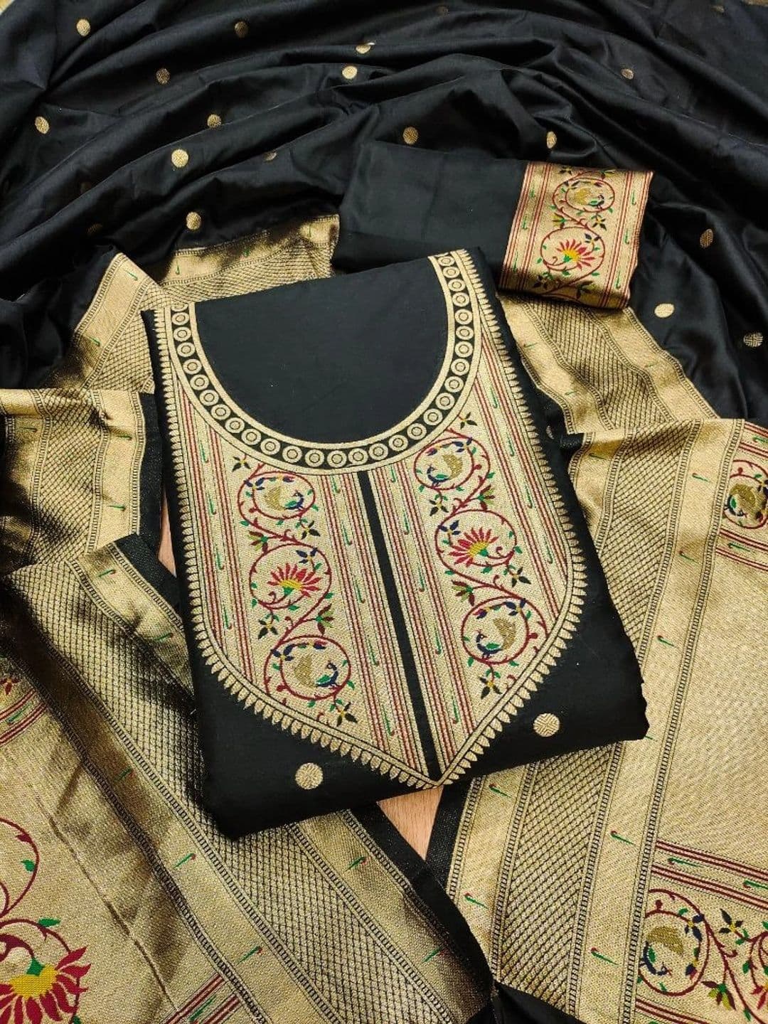 Mitera Pure Silk Unstitched Dress Material - view 1