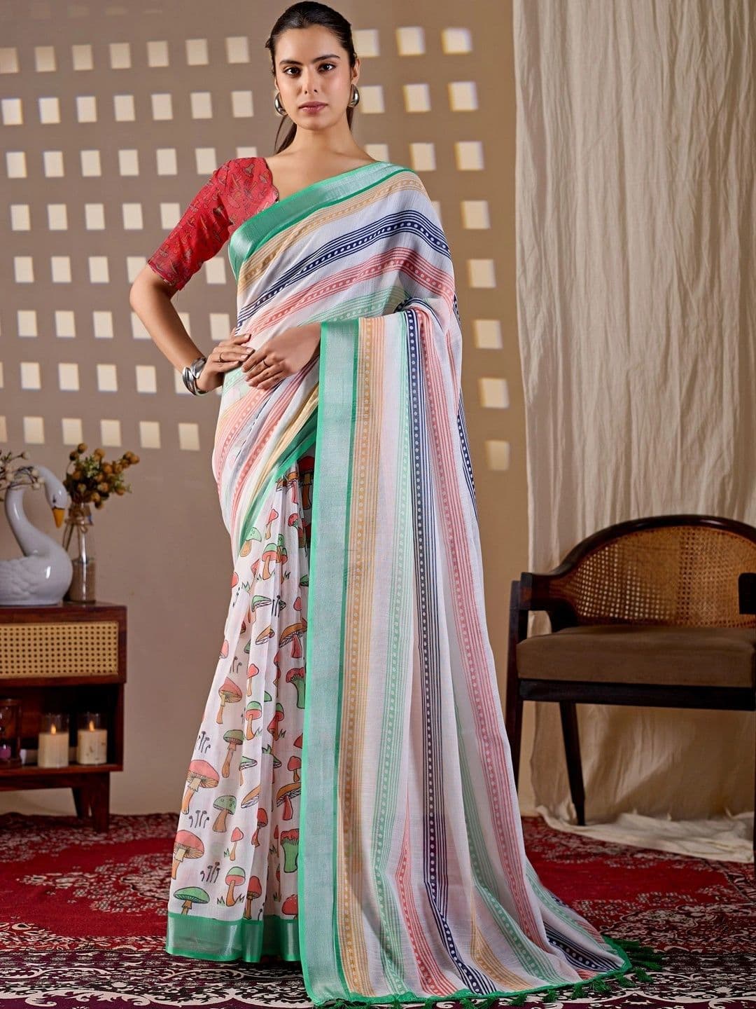 CHERIEE FASHION Striped Designer Saree - view 1