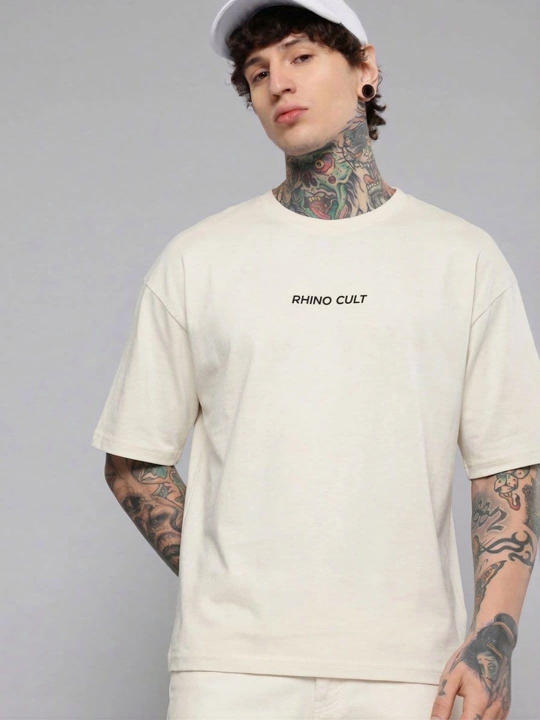 HERE&NOW Men Typography Printed Drop-Shoulder Sleeves T-shirt - view 1