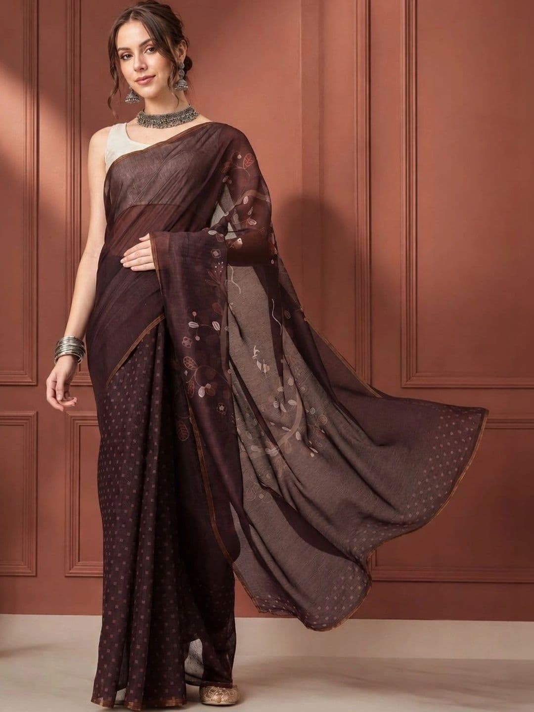 HERE&NOW Ethnic Motifs Zari Silk Cotton Handloom Saree - view 1