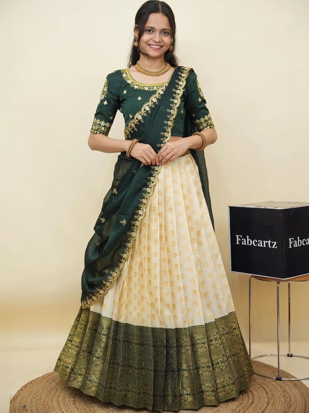 Fabcartz Semi-Stitched Lehenga & Unstitched Blouse With Dupatta - view 1