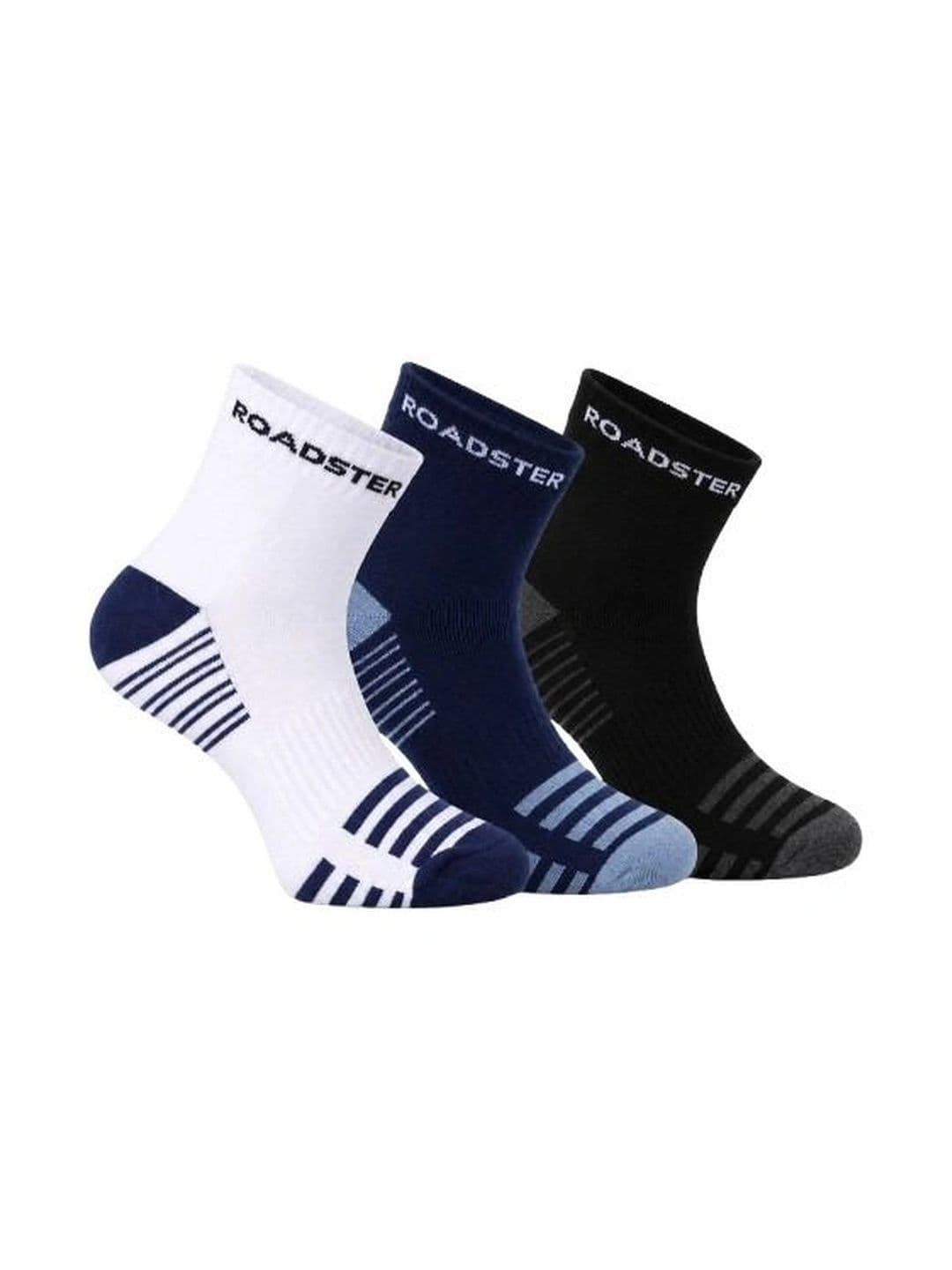 Roadster Men Pack of 3 Cotton Colourblocked Above Ankle Socks - view 1