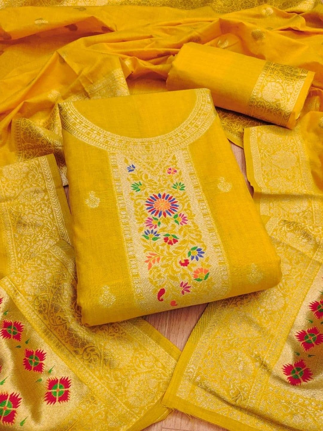 Mitera Pure Cotton Unstitched Dress Material - view 1