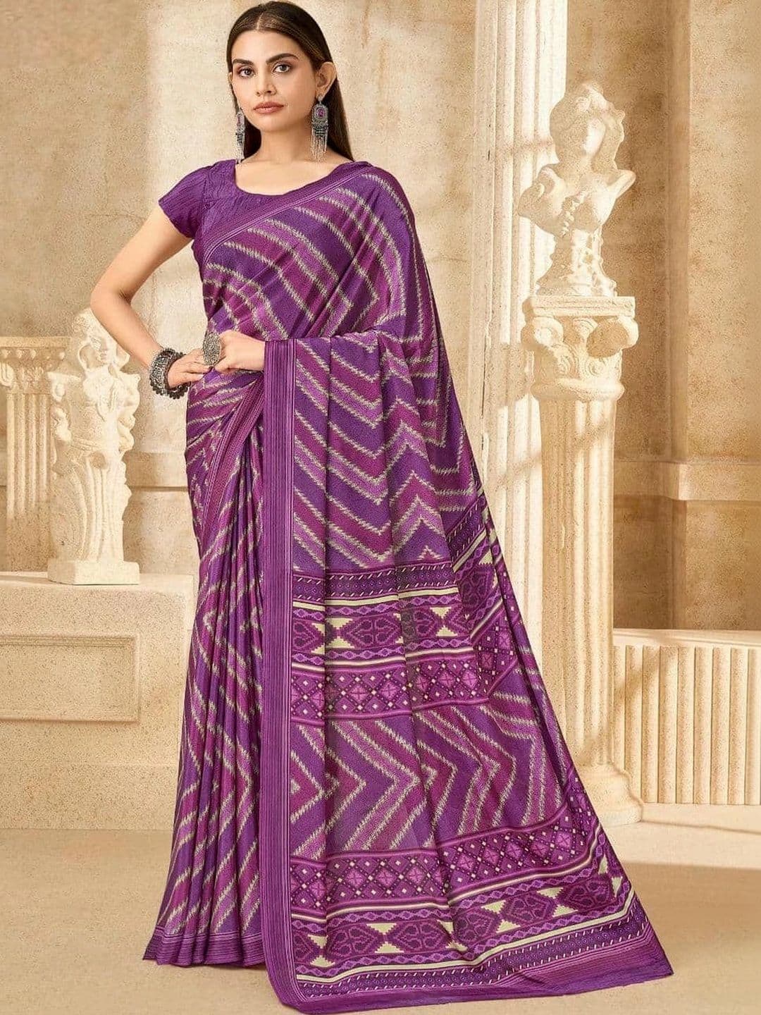 Moda Rapido Floral Pure Crepe Saree - view 1
