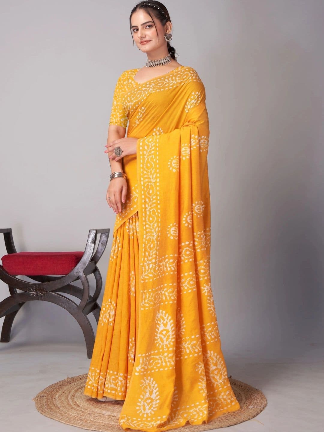 RJ CREATION Ethnic Motifs Pure Cotton Saree - view 1