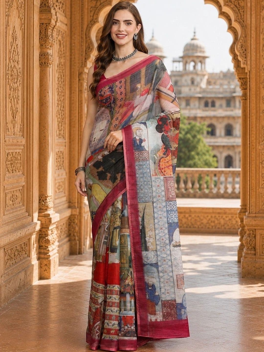 HERE&NOW Ethnic Motifs Zari Handloom Saree - view 1