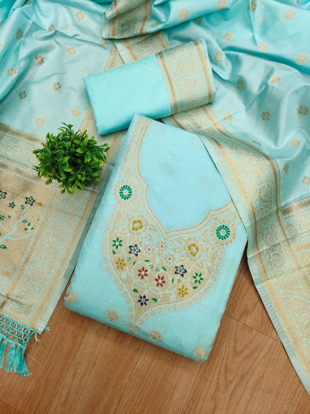 Mitera Pure Silk Unstitched Dress Material - view 1