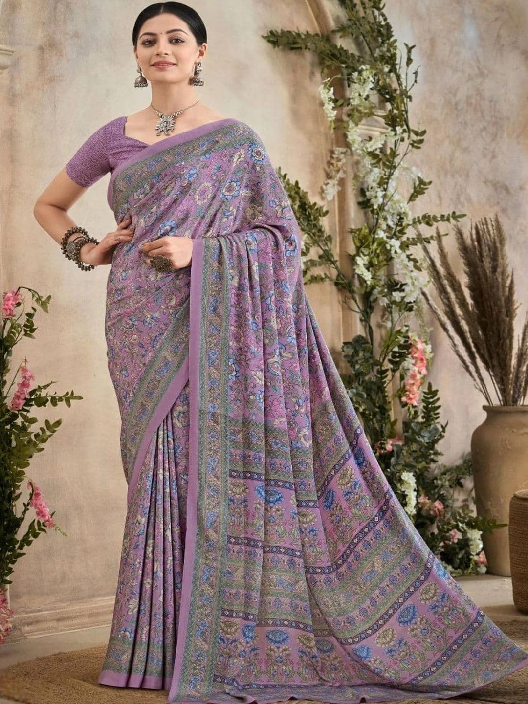 HERE&NOW Floral Pure Crepe Saree - view 1