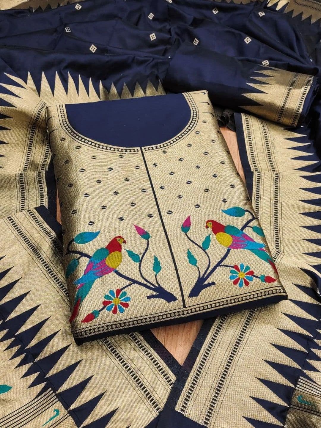 Mitera Pure Silk Unstitched Dress Material - view 1
