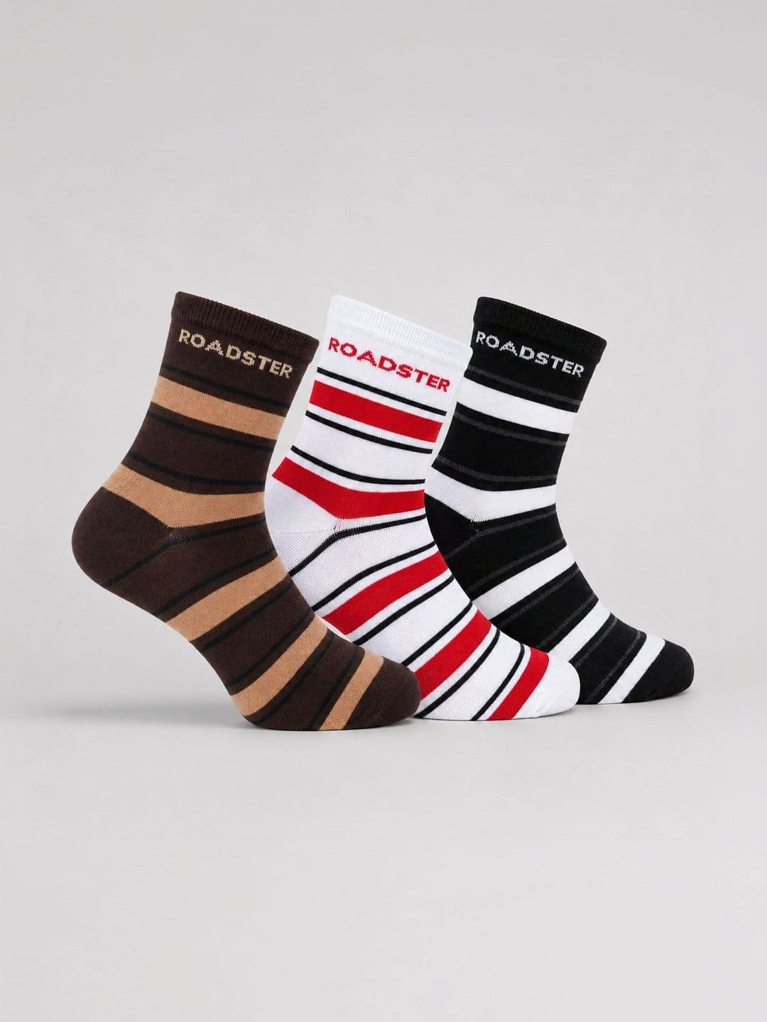 Roadster Men Pack of 3 Cotton Striped Above Ankle Socks - view 1
