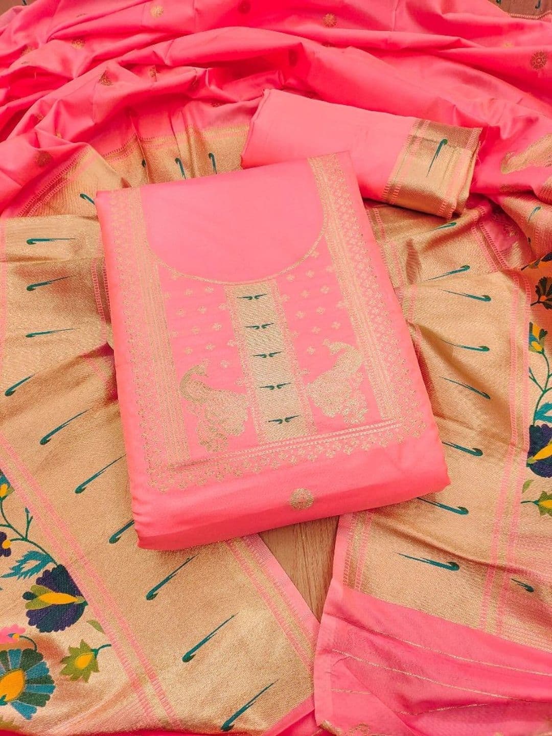 Mitera Pure Silk Unstitched Dress Material - view 1