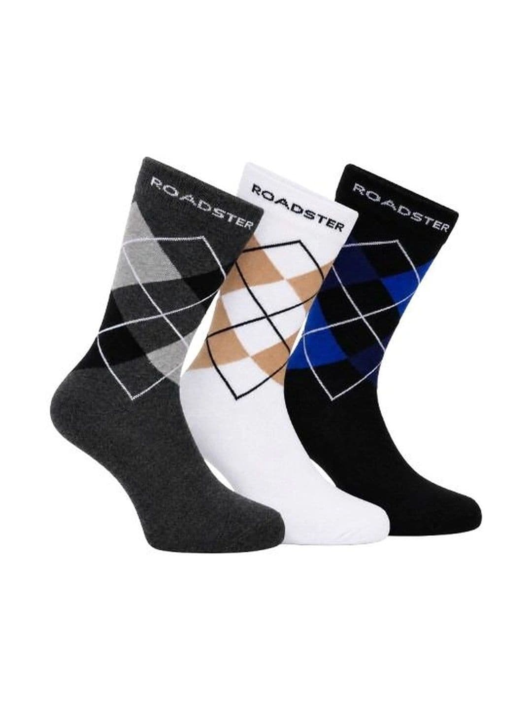 The Roadster Lifestyle Co. Men Pack of 3 Cotton Patterned Calf Length Socks - view 1
